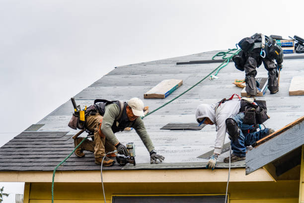 Professional Gutter Installation technician working in Clatonia, NE